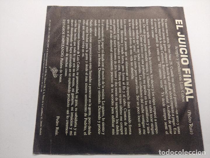 Discos de vinilo: PEDRO RUIZ/EL JUICIO FINAL/SINGLE PROMOCIONAL. - Foto 3