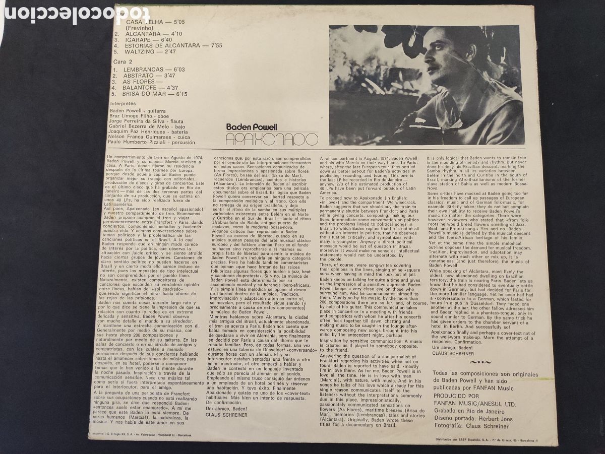Discos de vinilo: Apaixonado - Baden Powell - BASF 1975 - Foto 2
