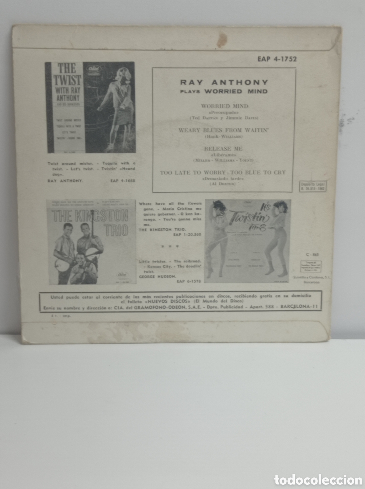 Discos de vinilo: RAY ANTHONY, WORRIED MAN (CAPITOL 1962) - Foto 2