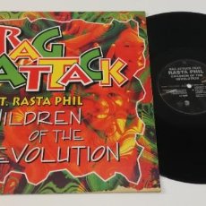 Discos de vinilo: D22- RAG ATTACK FEAT. RASTA PHIL - CHILDREN OF THE REVOLUTION 1995- VIN 12” LP POR G DIS G+. Lote 363097605