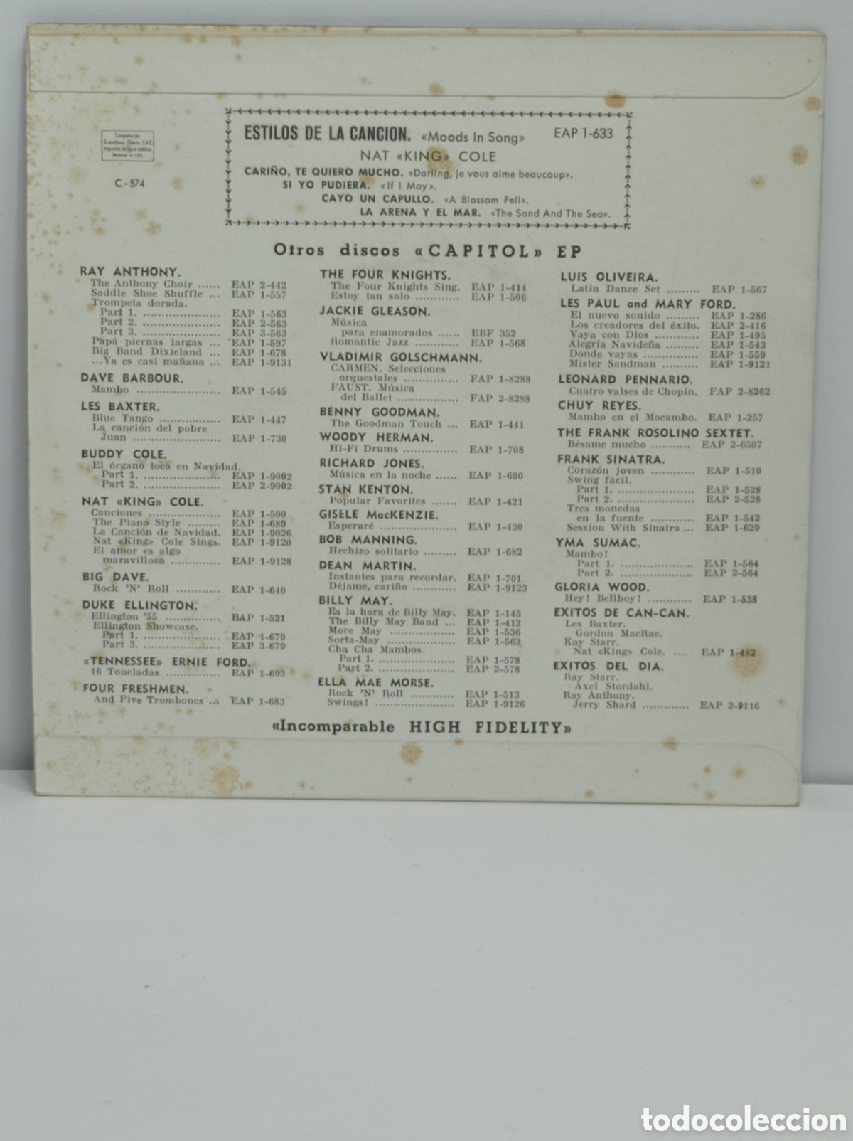 Discos de vinilo: NAT KING COLE, A BLOSSON FELL (CAPITOL?) - Foto 2