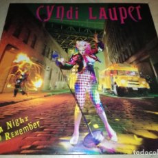 Discos de vinilo: CYNDI LAUPER-A NIGHT TO REMEMBER-CONTIENE ENCARTE-ORIGINAL ESPAÑOL. Lote 363159570