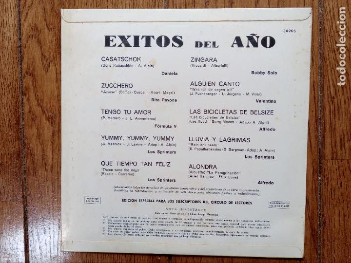 Discos de vinilo: &Eacute;xitos del a&ntilde;o - los Sprinters + Rita Pavone + F&oacute;rmula V + Daniela + Alfredo - Foto 2