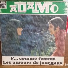 Discos de vinilo: DSG - ADAMO - F... COMME FEMME / LES AMOURS DE JOURNAUX - DISCO SINGLE AÑO 1969 - PROMO. Lote 363255150