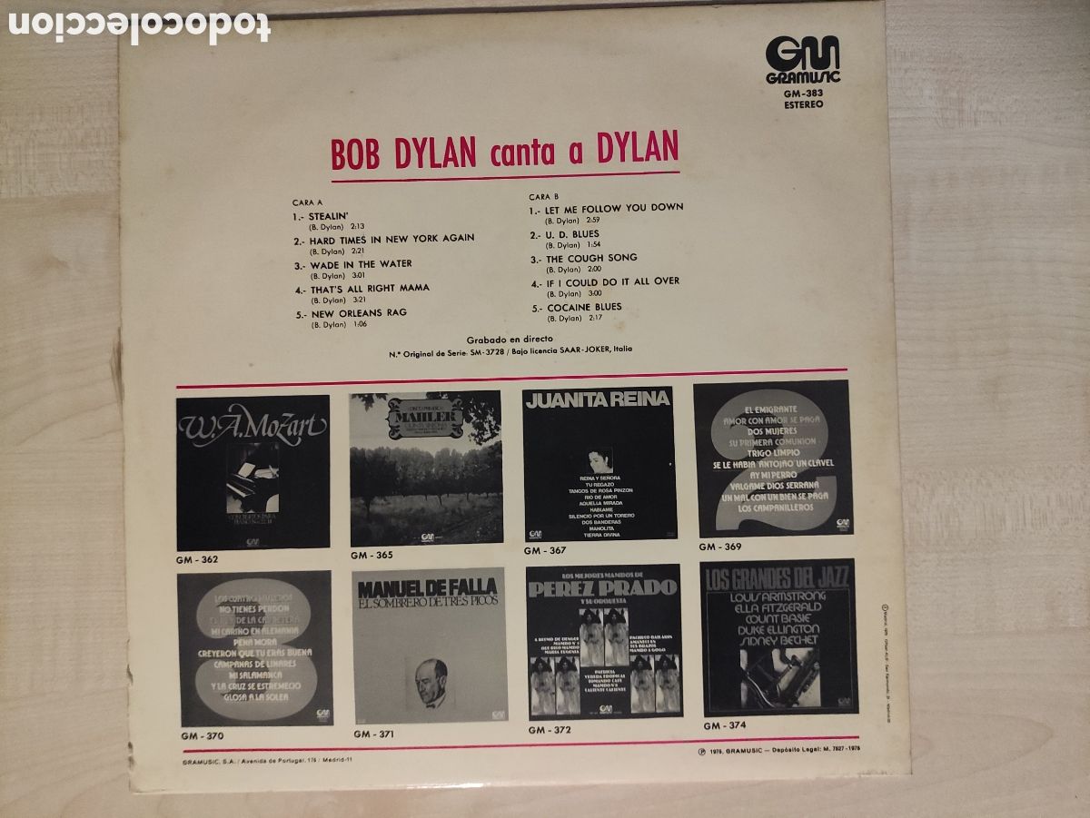 Discos de vinilo: Bob Dylan &ndash; Canta A Dylan - Gramusic 1975 - Foto 2