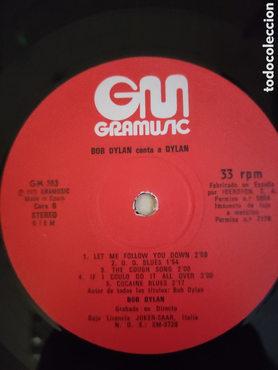 Discos de vinilo: Bob Dylan &ndash; Canta A Dylan - Gramusic 1975 - Foto 5
