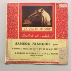 Discos de vinilo: SAMSON FRANÇOIS. RAPSODIA HUNGARA Nº 6 Y Nº 15. Lote 363458050