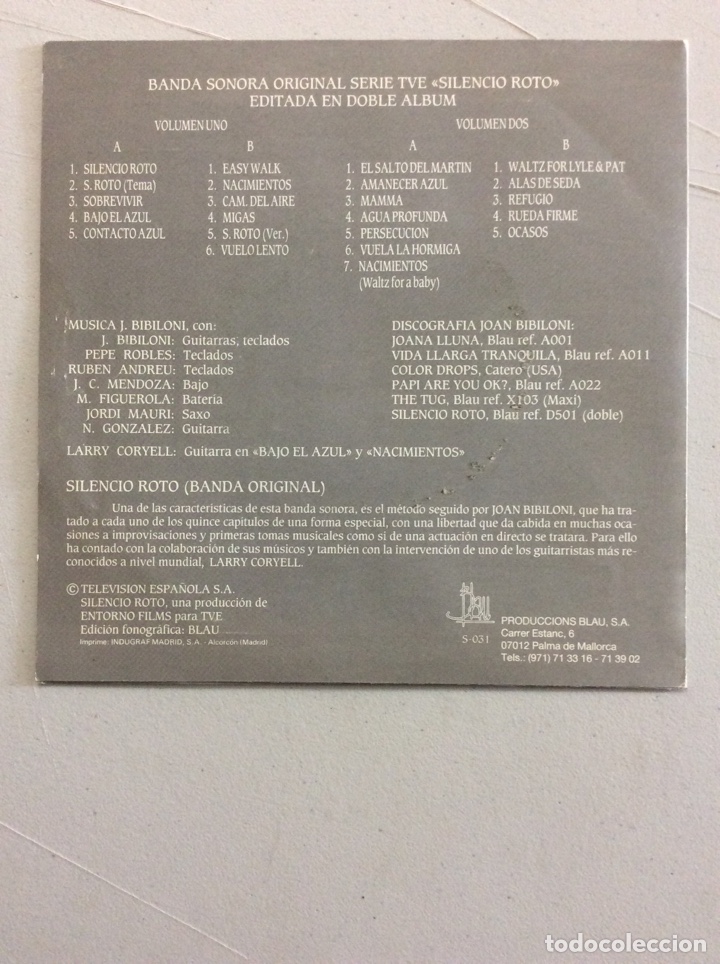 Discos de vinilo: Joan Bibiloni. Silencio roto. Refugio. - Foto 2