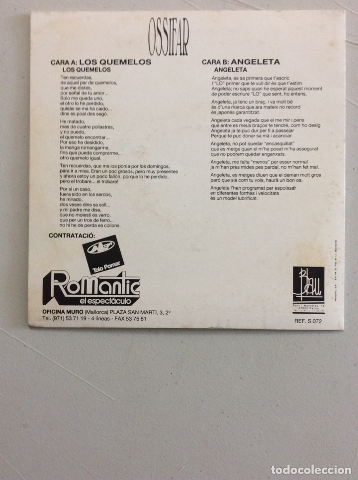Discos de vinilo: Ossifar. Los quemelos. Angeleta. - Foto 2