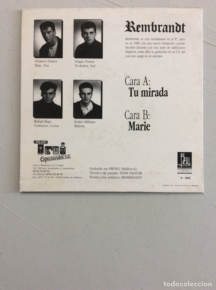 Discos de vinilo: Rembrandt. Tu mirada. Marie. - Foto 2