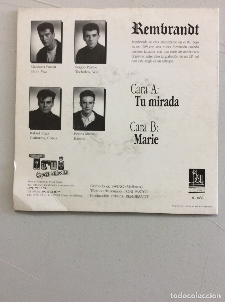 Discos de vinilo: Rembrandt. Tu mirada. Marie. - Foto 2