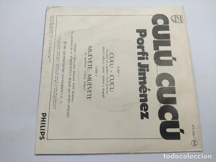 Discos de vinilo: PORFI JIMENEZ/CULU CUCU/SINGLE. - Foto 3