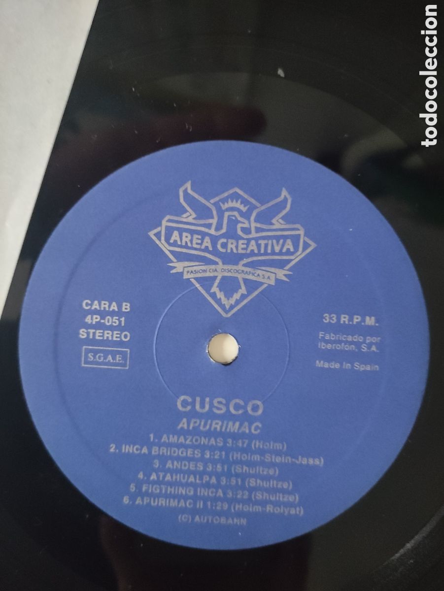 Discos de vinilo: Cusco &ndash; Apurimac - Area Creativa &ndash; 4P-051 - 1991 - Foto 7