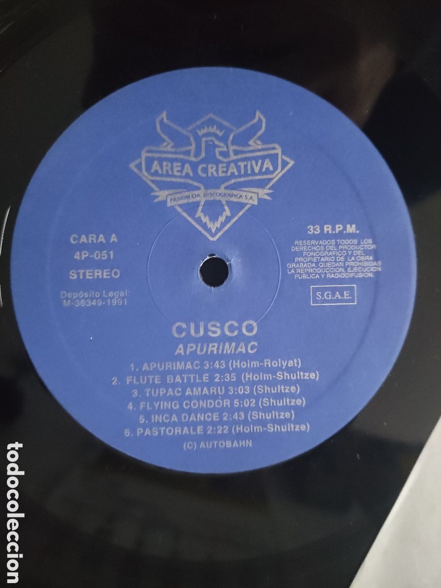 Discos de vinilo: Cusco &ndash; Apurimac - Area Creativa &ndash; 4P-051 - 1991 - Foto 8