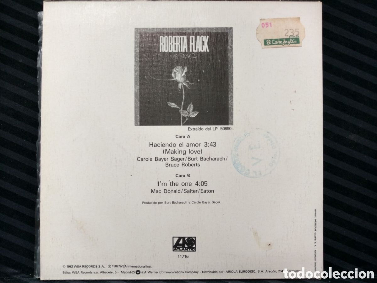 Discos de vinilo: Roberta Flack - Haciendo El Amor = Making Love (7&rdquo;) - Foto 2