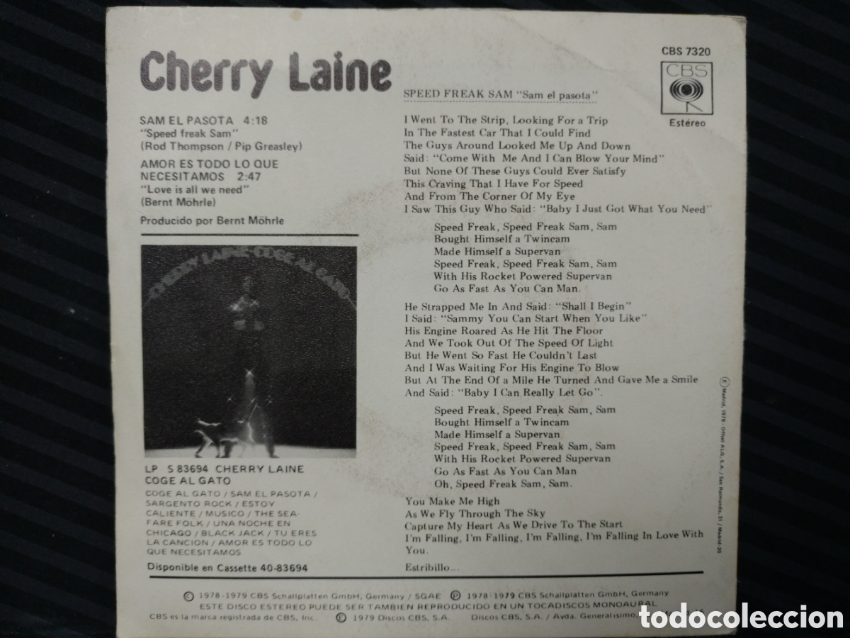Discos de vinilo: Cherry Laine - Sam El Pasota (7&rdquo;, Single) - Foto 2