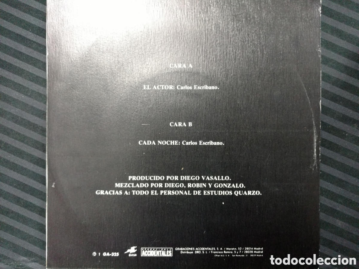 Discos de vinilo: Los Ojos De Carmen - El Actor (7&rdquo;, Single, Promo) - Foto 2