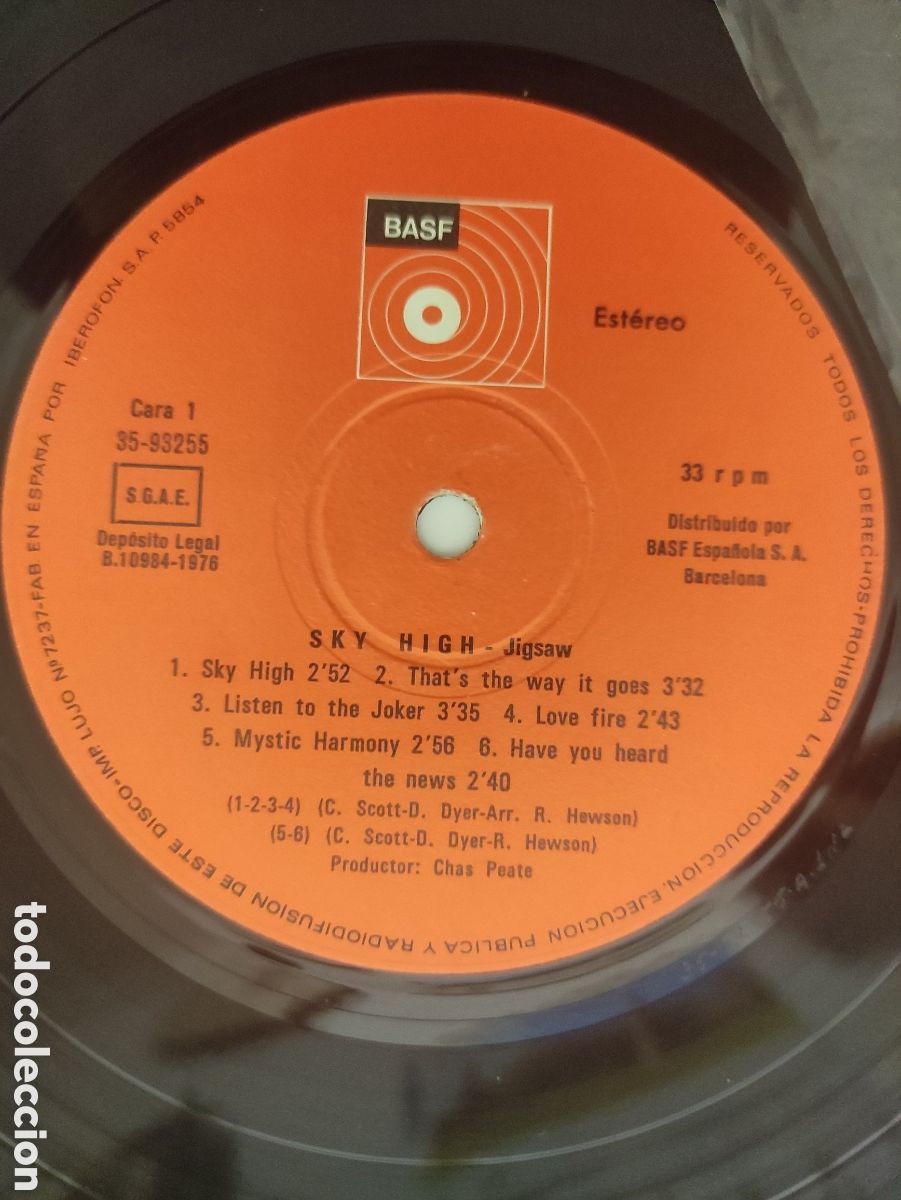 Discos de vinilo: Jigsaw &ndash; Sky High - BASF &ndash; 35 93255 - 1976 - Foto 4