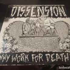Discos de vinilo: DISSENSION - WHY WORK FOR DEATH LP USA METAL STORM 1986 - PUNK HARDCORE. Lote 363868965