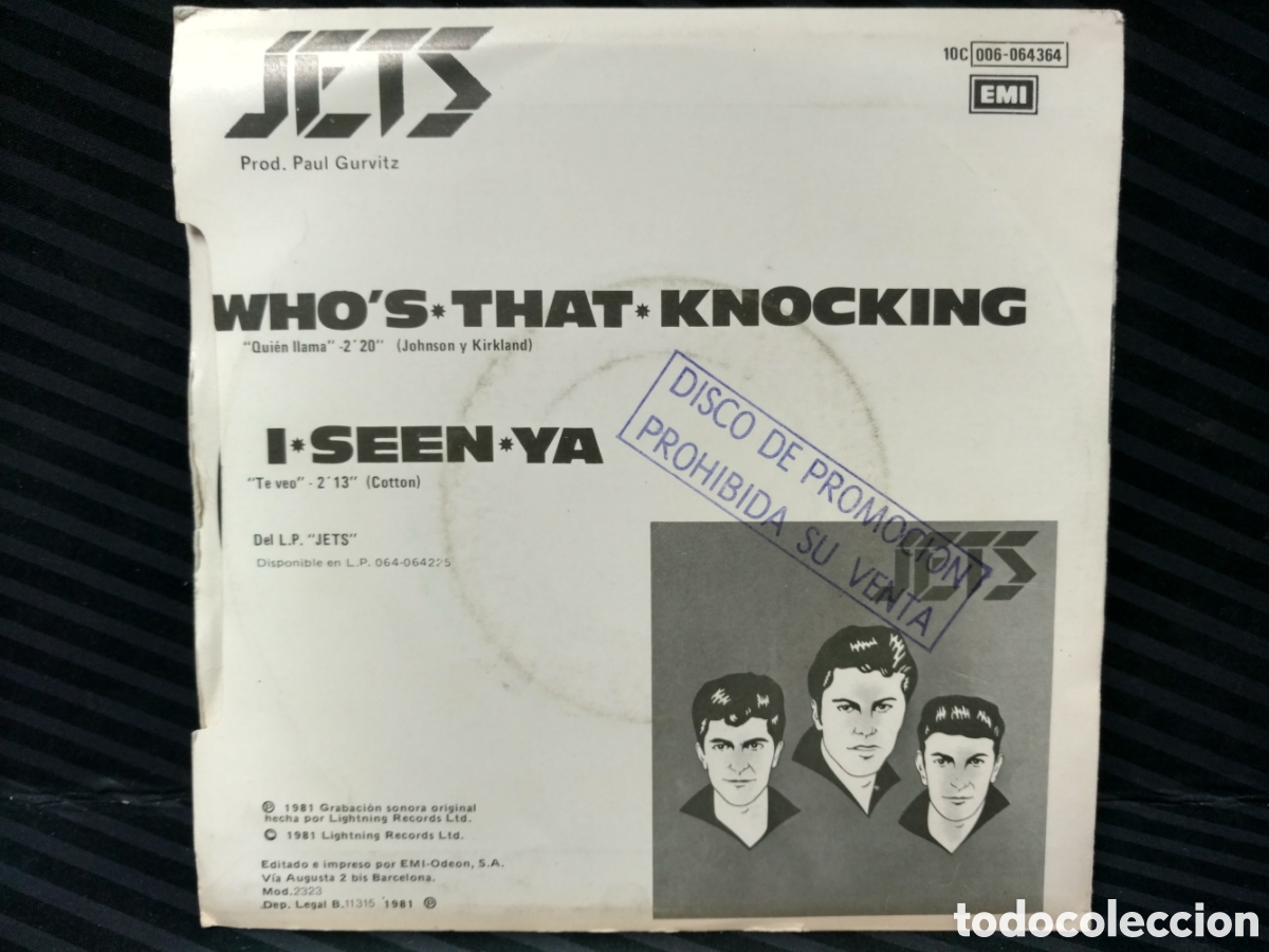 Discos de vinilo: Jets - Whos That Knocking (7&rdquo;, Single, Promo) - Foto 2