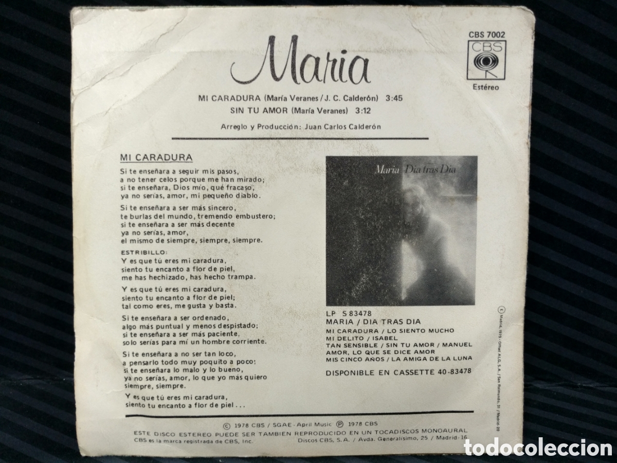Discos de vinilo: Maria - Mi Caradura (7&rdquo;, Single) - Foto 2
