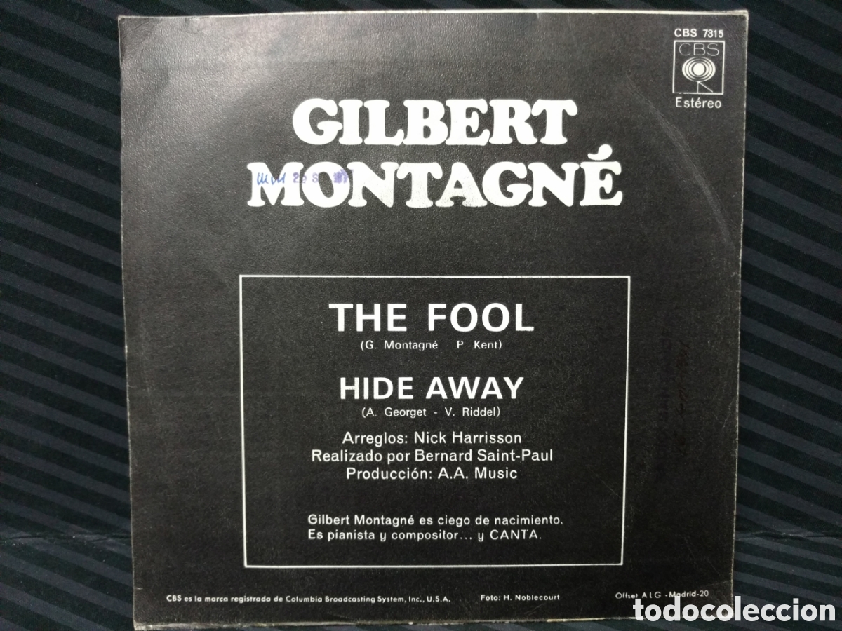 Discos de vinilo: Gilbert Montagn&eacute; - The Fool / Hide Away (7&rdquo;, Single) - Foto 2