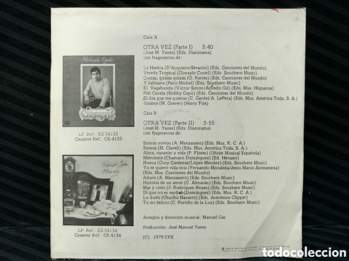 Discos de vinilo: Rolando Ojeda - Otra Vez (7&rdquo;, Single) - Foto 2