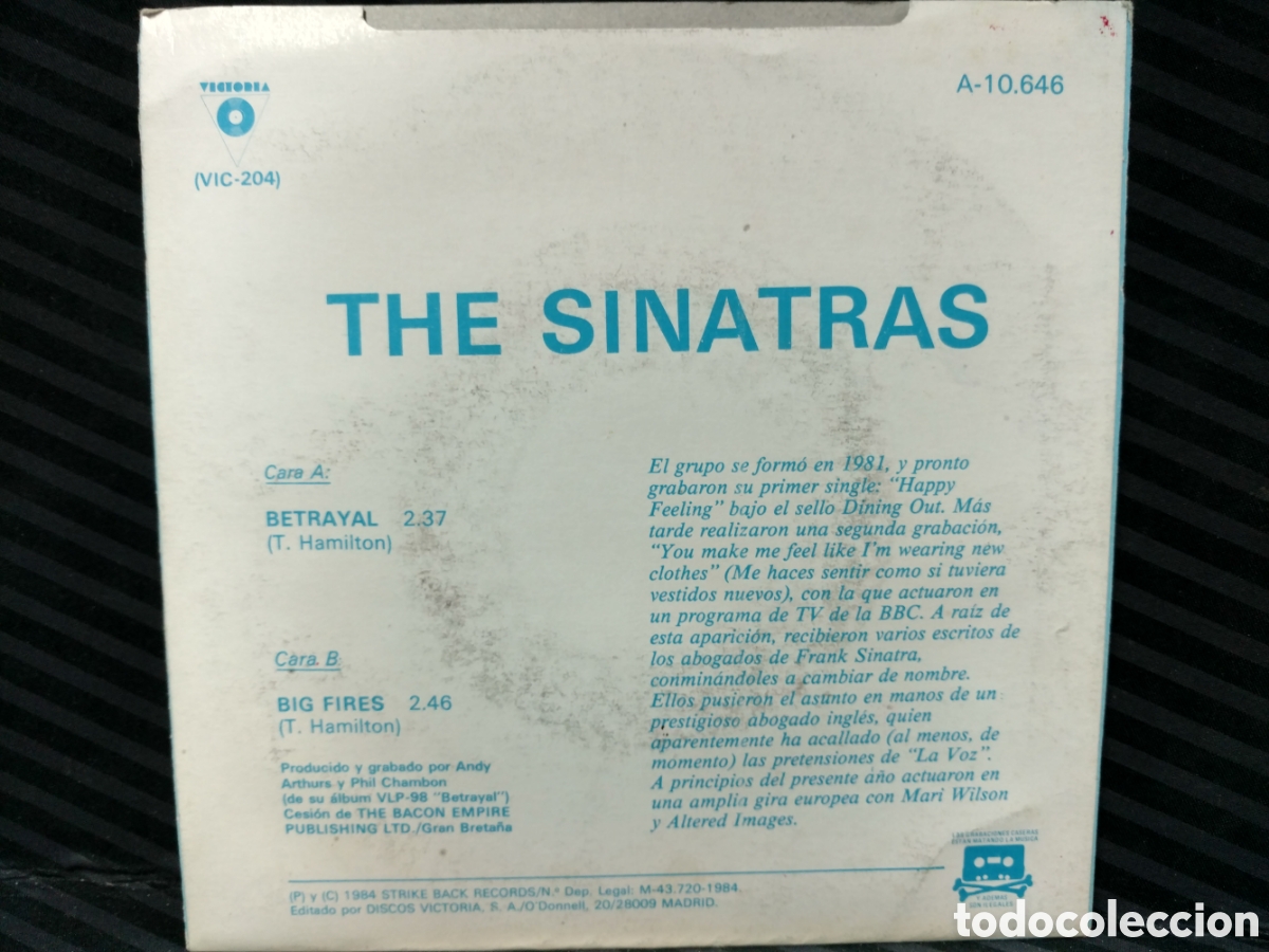 Discos de vinilo: The Sinatras - Betrayal (7&rdquo;, Single) - Foto 2