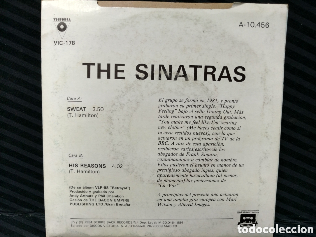 Discos de vinilo: The Sinatras - Sweat (7&rdquo;, Single) - Foto 2