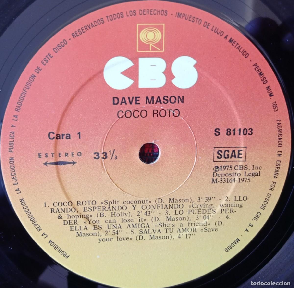 Discos de vinilo: DAVE MASON ** Split Coconut ** VINILO LP ORIGINAL 1976 - Foto 3