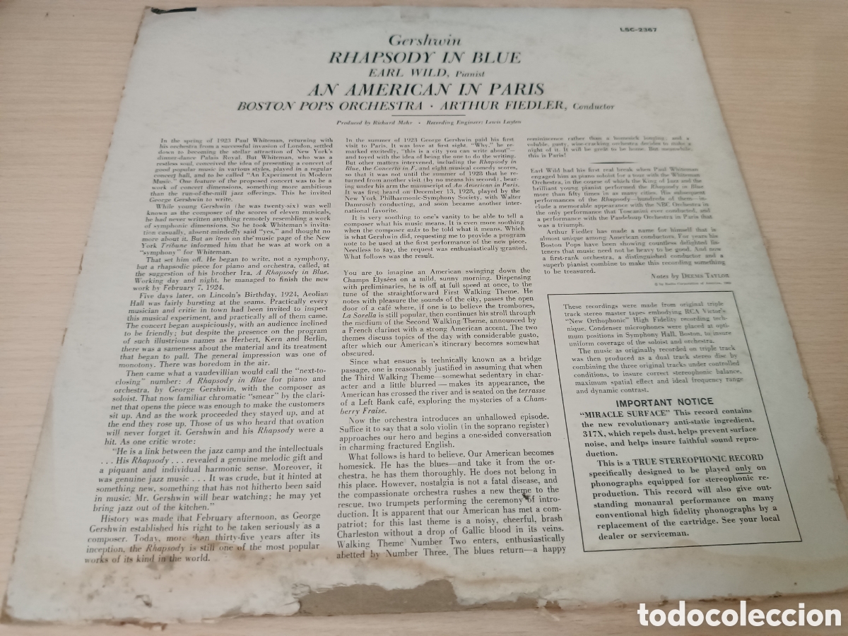 Discos de vinilo: GERSHWIN RHAPSODY IN BLUE - Foto 2