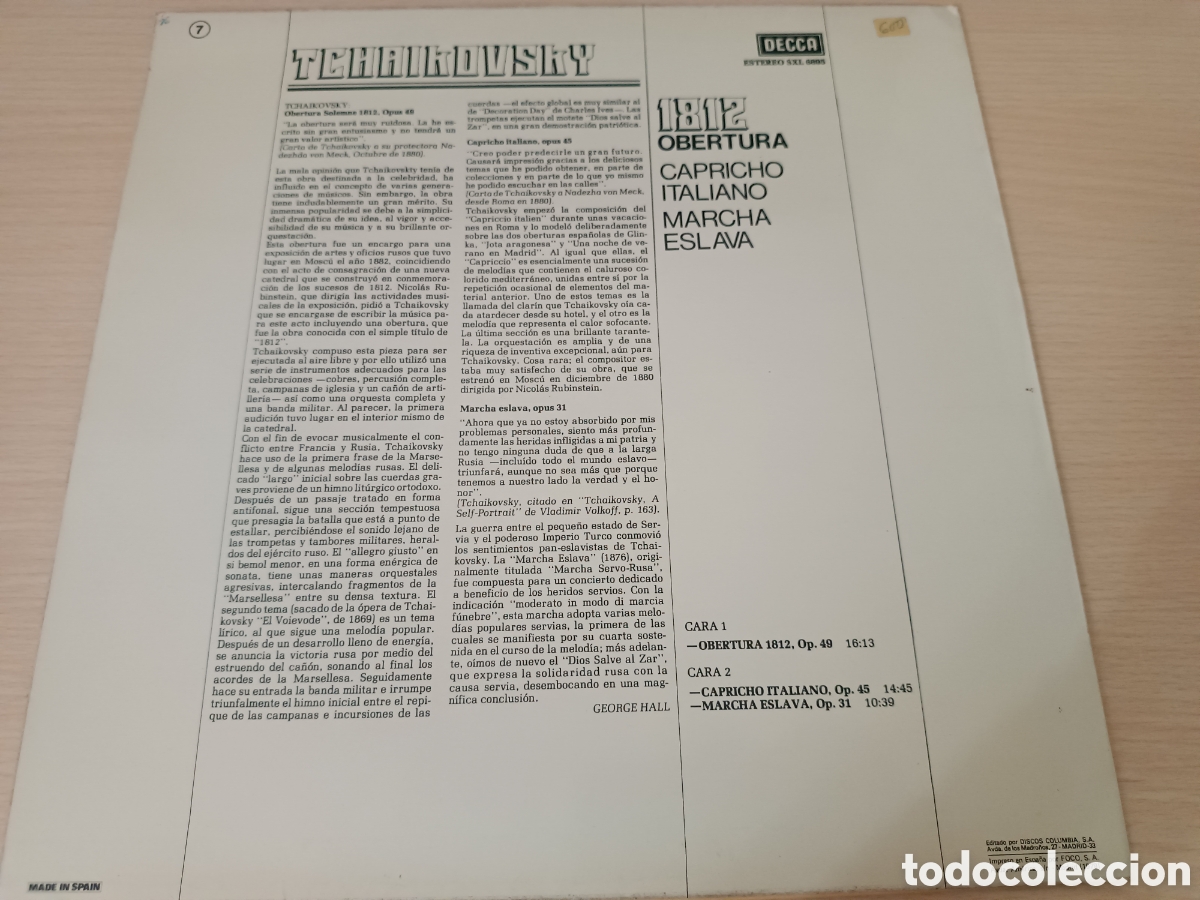 Discos de vinilo: VINILO TCHAIKOVSKY - Foto 2