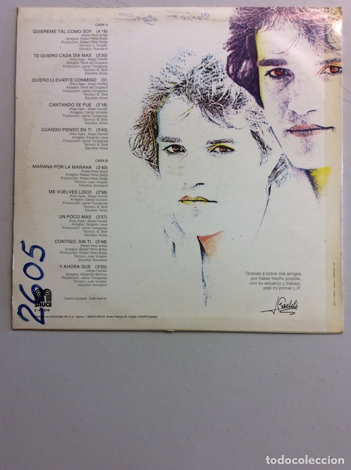 Discos de vinilo: Sergio Facheli. Entre t&uacute; y yo. - Foto 2