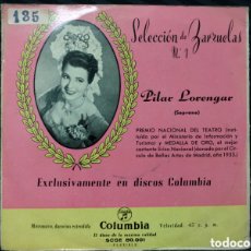 Discos de vinilo: PILAR LORENGAR - SELECCIÓN DE ZARZUELAS NO. 1 / EL CANASTILLO DE FRESAS (7”, EP). Lote 364463926