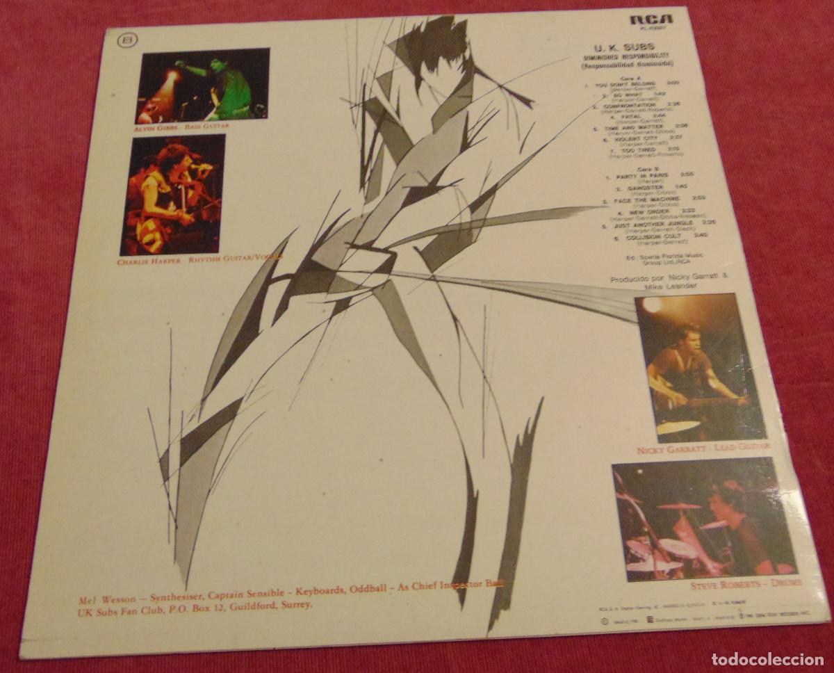 Discos de vinilo: U.K. Subs &ndash; Diminished Responsibility - LP EDICION ESPA&Ntilde;OLA 1981 - Foto 2