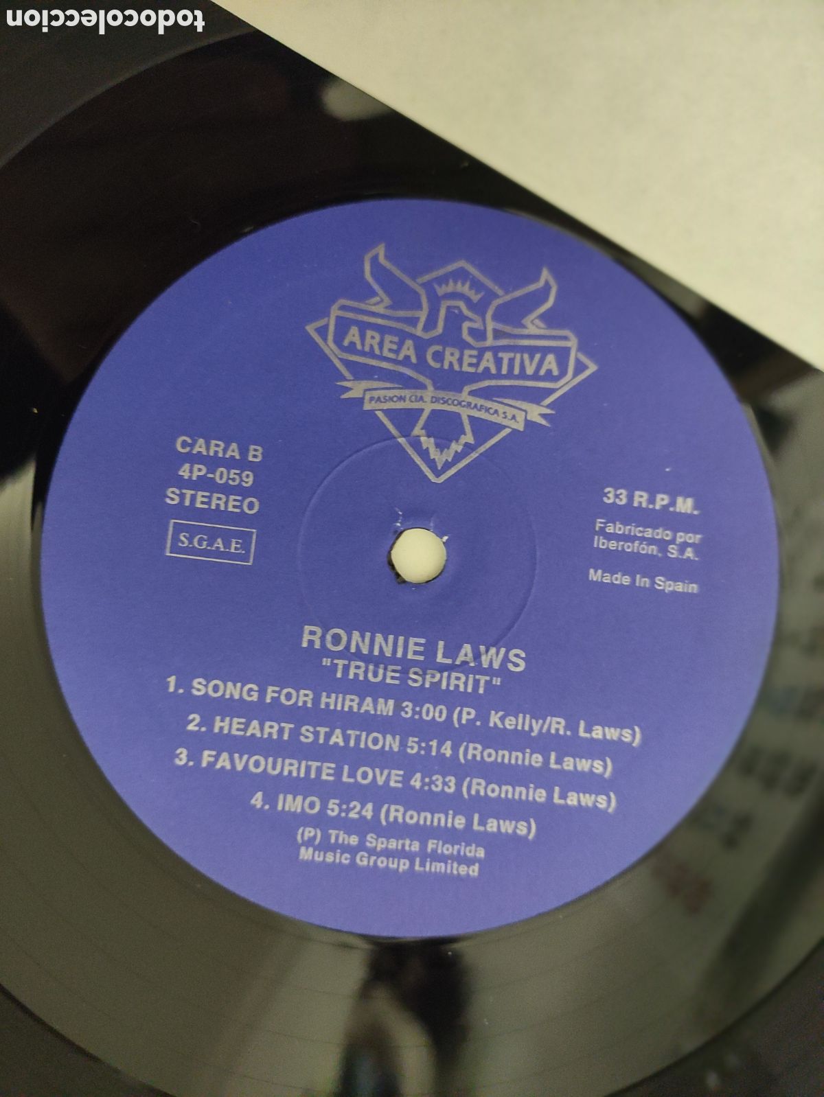 Discos de vinilo: Ronnie Laws &ndash; True Spirit - Area Creativa &ndash; 4P-059 - 1991 - Foto 7