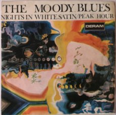 Discos de vinilo: THE MOODY BLUES, NIGHTS IN WHITE SATIN PEAK HOUR,. Lote 365112186