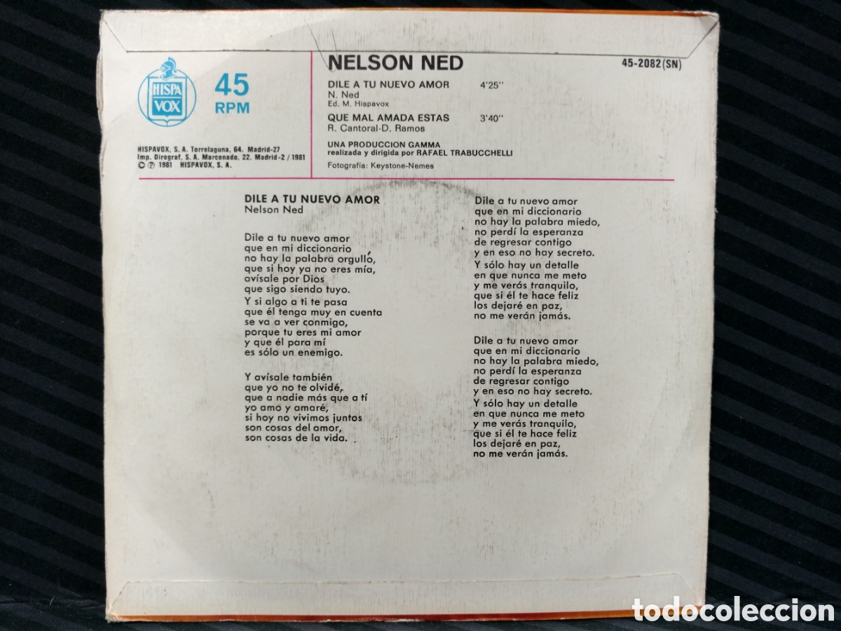 Discos de vinilo: Nelson Ned - Dile A Tu Nuevo Amor (7&rdquo;, Single) - Foto 2