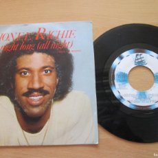 Discos de vinilo: LIONEL RICHIE - ALL NIGHT LONG / WANDERING STRANGER. SINGLE SPANISH 1983 7” ED. MUY BUEN ESTADO. Lote 365244011