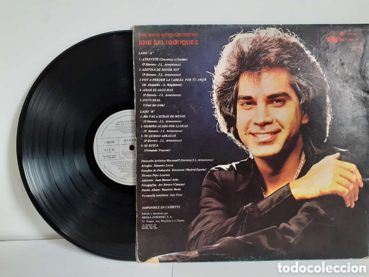 Discos de vinilo: Jos&eacute; Luis Rodr&iacute;guez - me vas a echar de menos - Ariola 1981 - Foto 3
