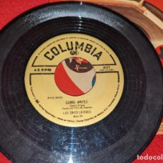 Discos de vinilo: LOS CINCO 5 LATINOS COMO ANTES/BESAME TRES VECES 7'' SINGLE 1959 COLUMBIA MEXICO. Lote 365351361