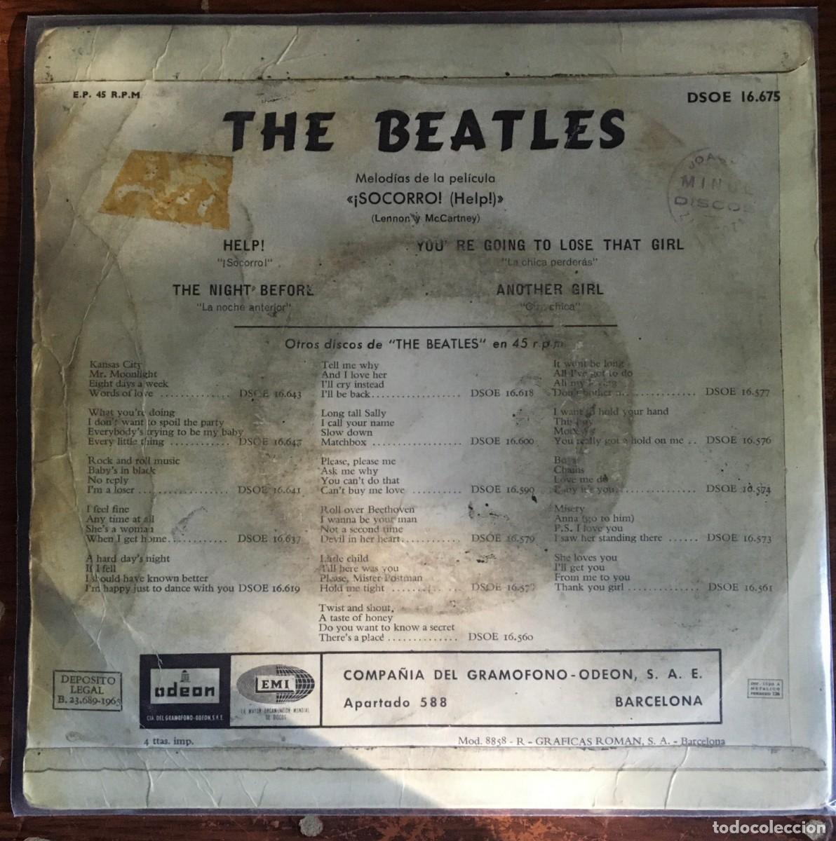 Discos de vinilo: BEATLES - HELP, EP con 4 temas primera edici&oacute;n esp 1965 - Foto 2