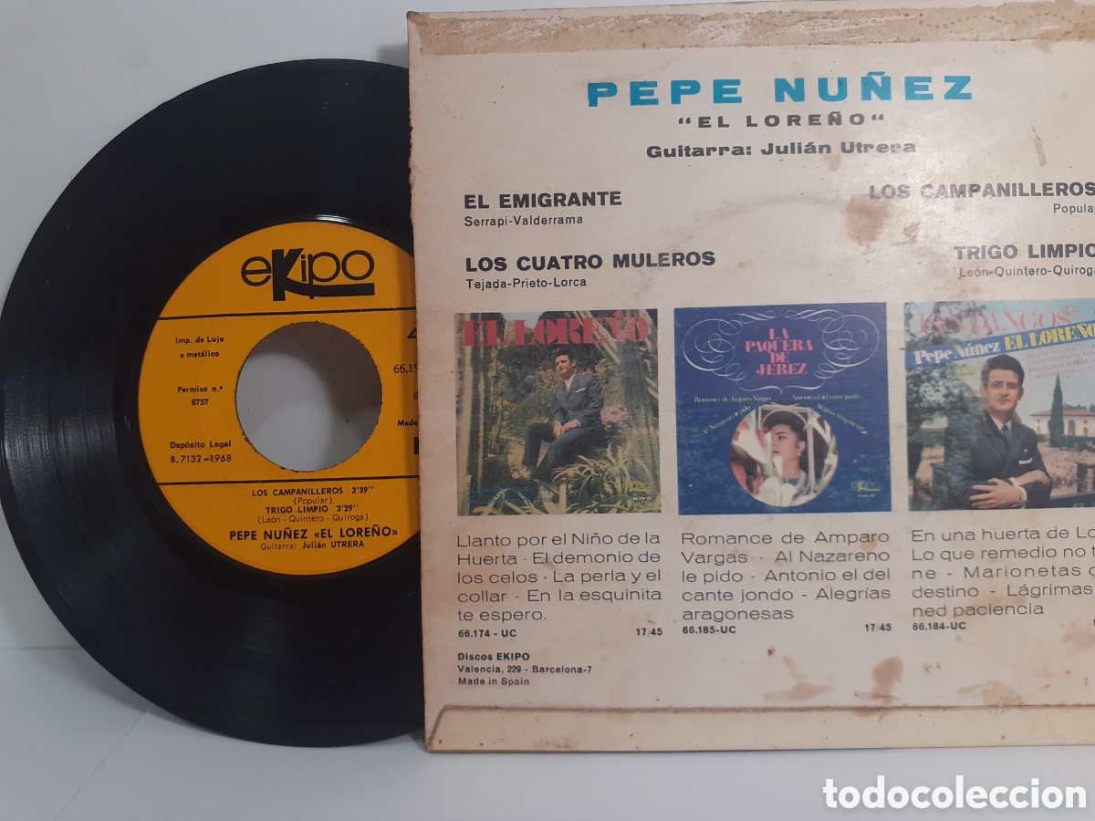 Discos de vinilo: Pepe Nu&ntilde;ez - El Lore&ntilde;o - ekipo 1968 - Foto 2