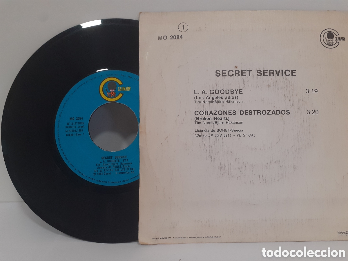 Discos de vinilo: Secret Service - L.A Goodbye - Carnaby 1981 - Foto 2
