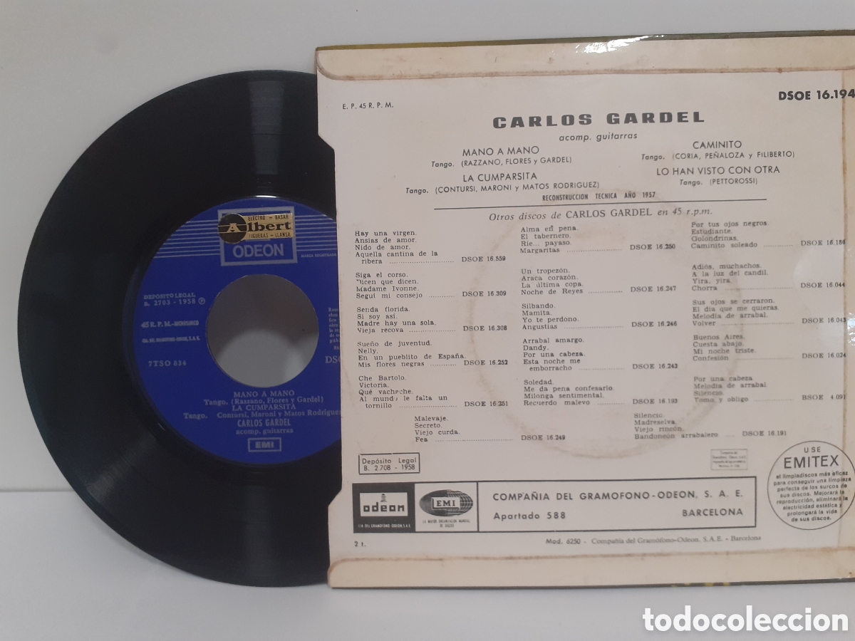 Discos de vinilo: Carlos Gardel - EMI Odeon 1958 - Foto 2