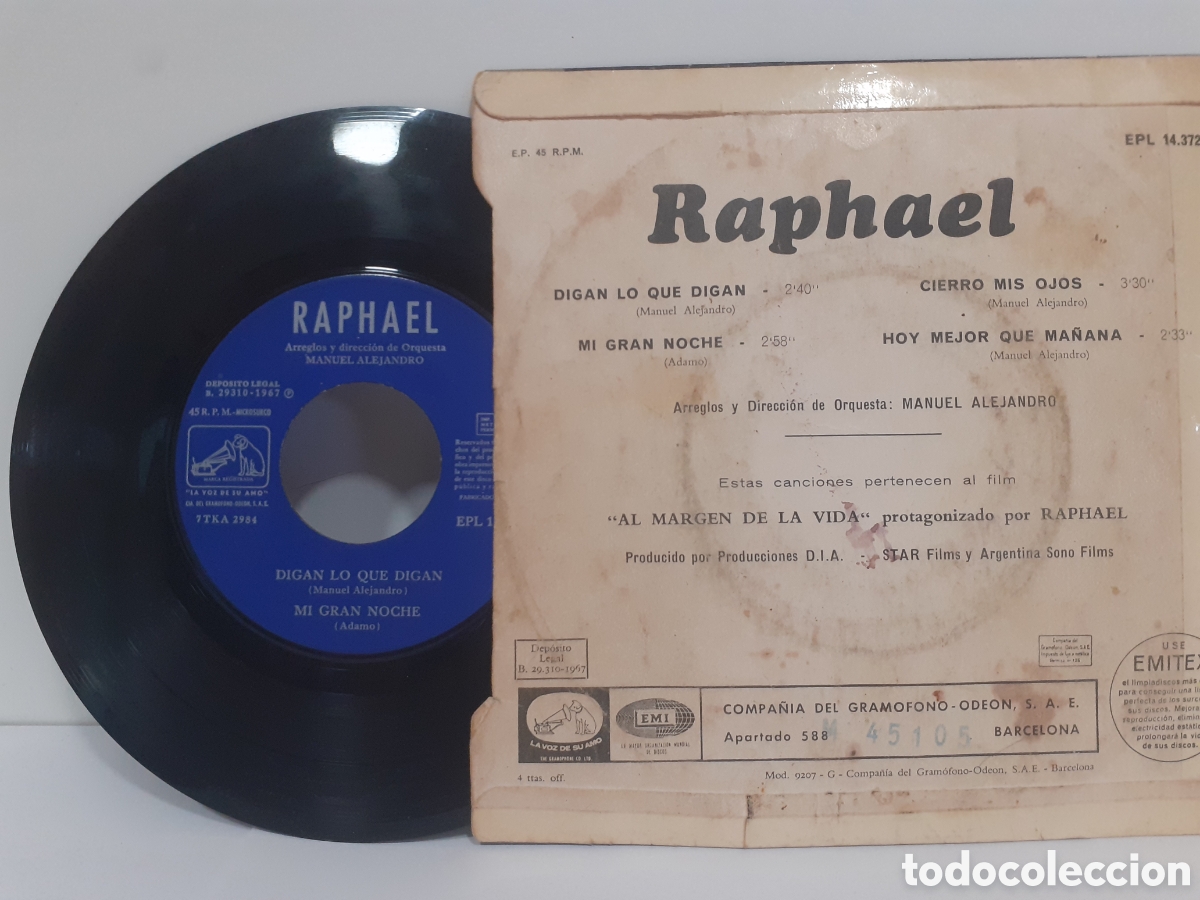 Discos de vinilo: Raphael - digan lo que digan 1967 - Foto 2