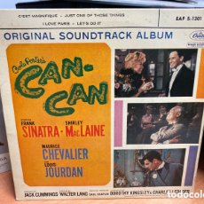 Discos de vinilo: FRANK SINATRA, SHIRLEY MACLAINE AND MAURICE CHEVALIER - COLE PORTER'S CAN-CAN (7”, EP). Lote 365595936