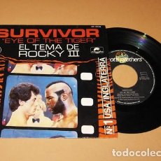 Discos de vinilo: SURVIVOR - EYE OF THE TIGER - EL TEMA DE ROCKY III - SINGLE - 1982. Lote 365662886