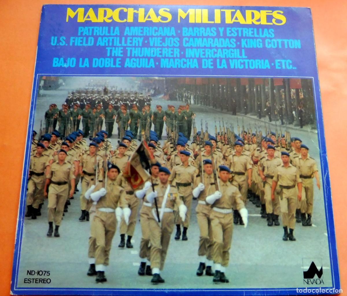 Disques de vinyle: DISCO LP - MARCHAS MILITARES - BANDA MILITAR - PATRULLA AMERICANA - NEVADA 1075 - A&Ntilde;O 1977