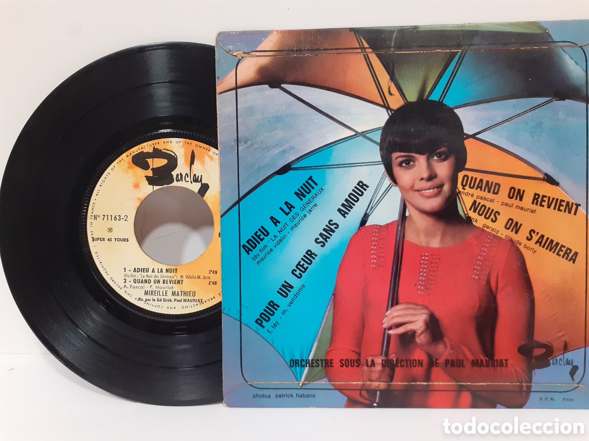 Discos de vinilo: Mireille Mathieu - adieu a la nuit - Foto 2